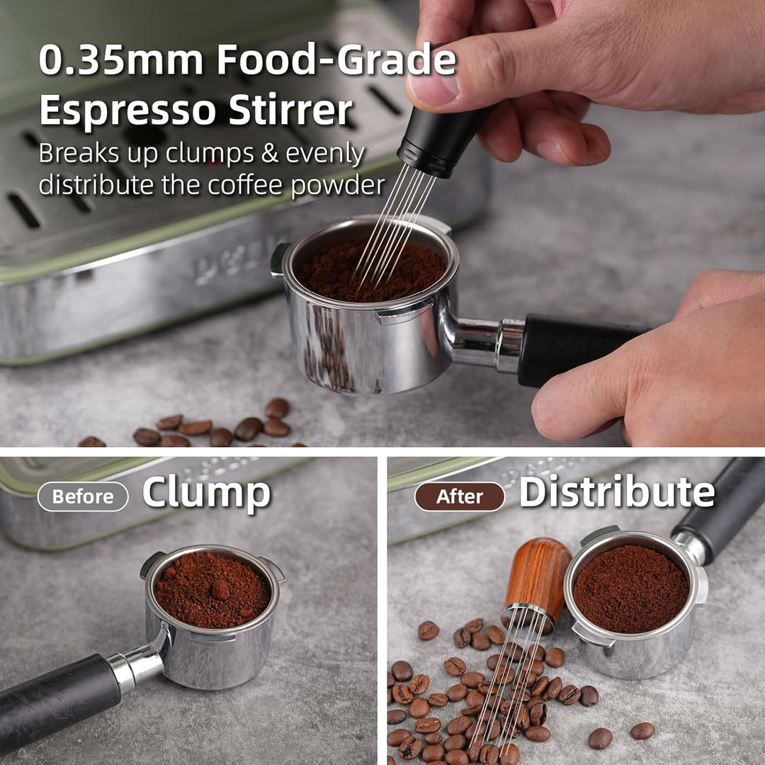 51mm Wdt Tool Espresso Accessories Kit, Dosing Funnel and Puck Screen Set, Espresso Stirrer Distribution Tool, Espresso Whisk for Barista Espresso Tools