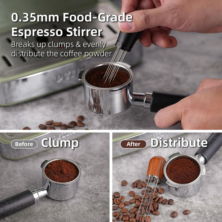 51mm Wdt Tool Espresso Accessories Kit, Dosing Funnel and Puck Screen Set, Espresso Stirrer Distribution Tool, Espresso Whisk for Barista Espresso Tools
