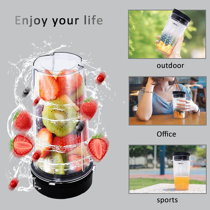 Replacement Parts Compatible with Nutri Ninja, Blender Blade 6 Fins and 2 Pcs 16oz Single Serve Blender Cup Set Compatible with Ninja BL660 BL740 BL780 BL771 BL772 BL773CO