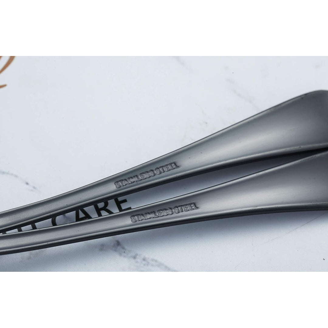 Black Dinner Fork 6 Pieces, Stainless Steel 8.17 Inch Forks Black Titanium Plating Silverware, Black Forks Set of 6