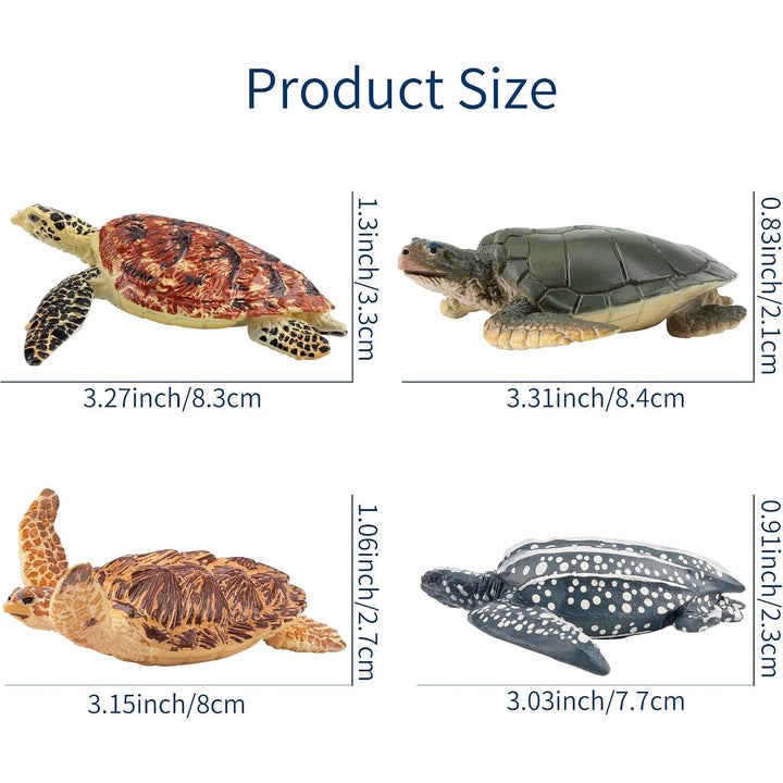 6PCS Realistic Sea Turtle Figurines, Ocean Sea Animals Figures Set Includes Different Varieties of Turtles, Educational Toy Cake Toppers Christmas Birthday Gift for Kids Toddlers