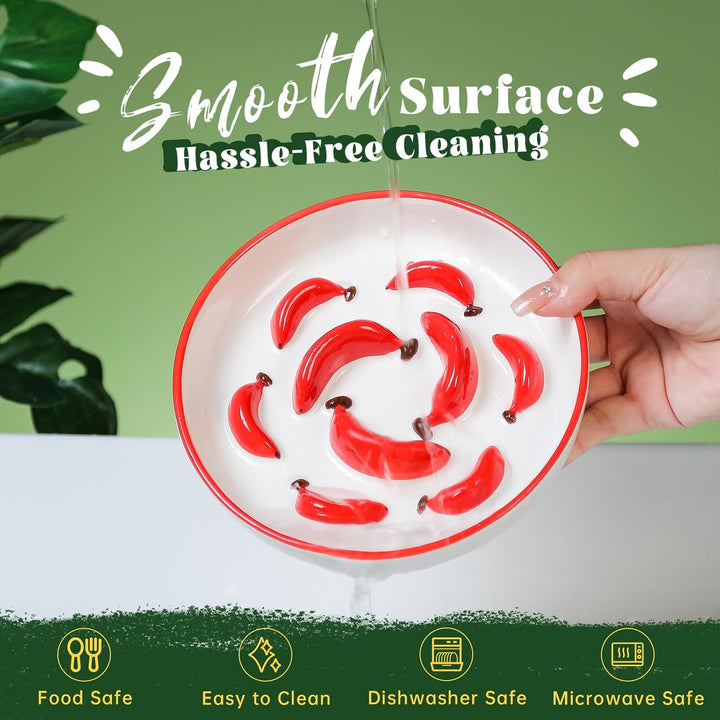 Ceramic Cat Slow Feeder Bowl - Vibrant Cat Feeding Bowl - Cute Maze Food Dish for Slow Eating - Dishwasher Safe - 6.3''W x 1.2''H - 7 OZ - Yellow