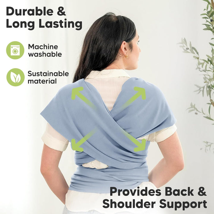 KeaBabies Baby Wrap Carrier - All in 1 Original Baby Carrier Newborn To Toddler Sling, Easy to Wear, Hands Free Bonding, Lightweight, Breathable Infant Wraps (Powder Blue)
