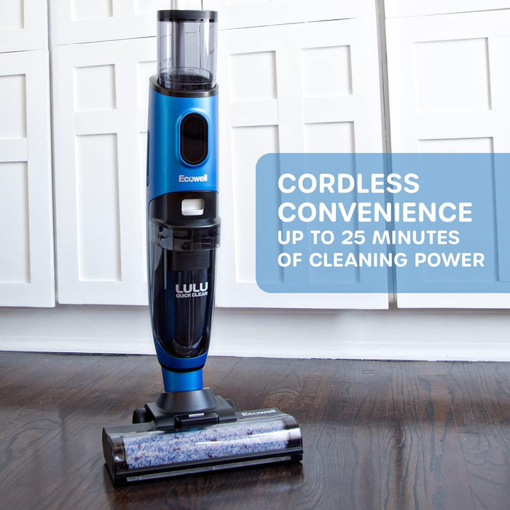 Ecowell Cordless Wet Dry Vacuum Cleaner Multi-Surface for Hard Floors and Area Rug, Voice Prompt, LULU Quick Clean P04, Blue