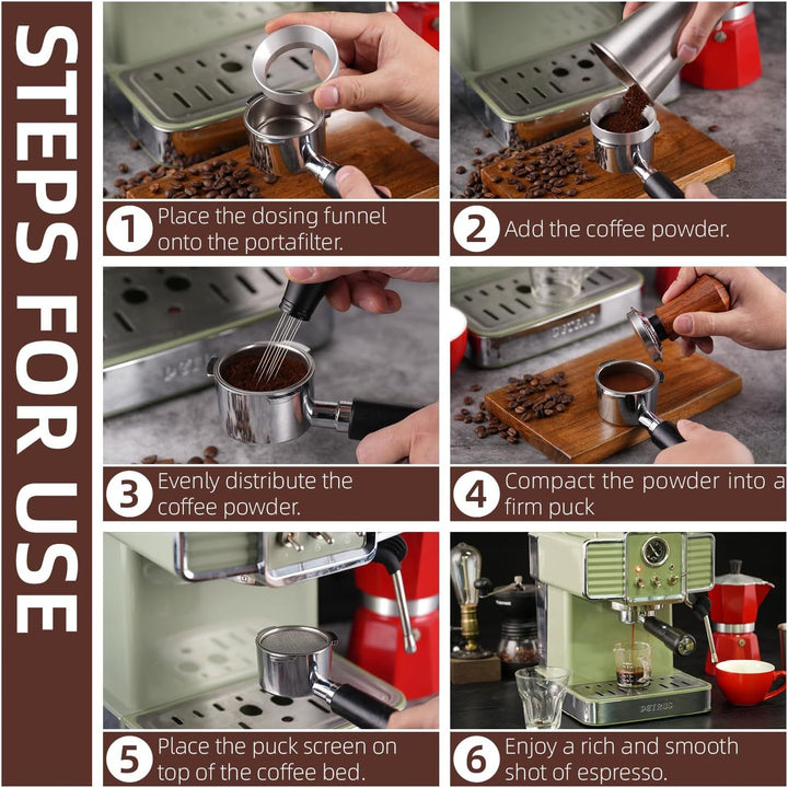 51mm Wdt Tool Espresso Accessories Kit, Dosing Funnel and Puck Screen Set, Espresso Stirrer Distribution Tool, Espresso Whisk for Barista Espresso Tools