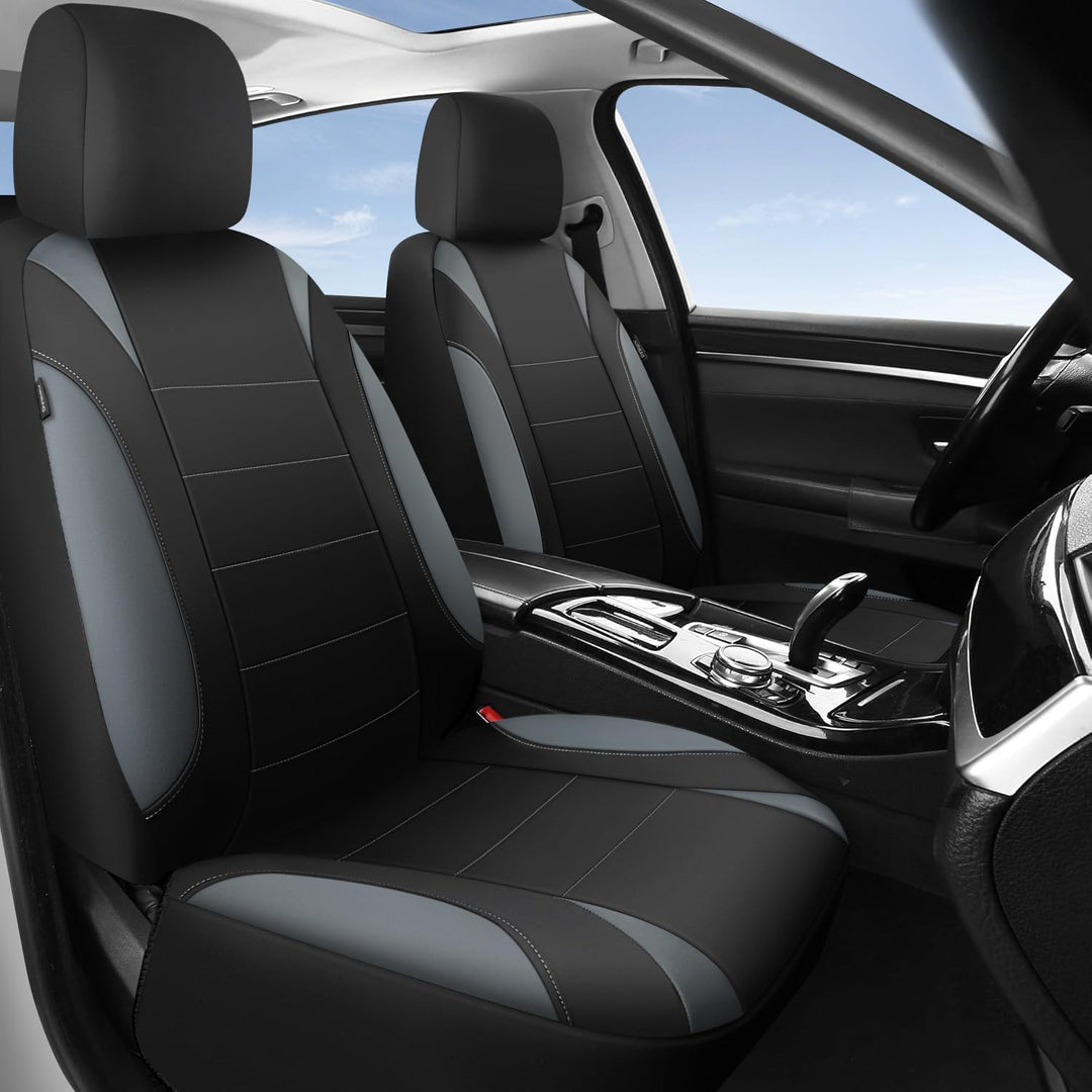 Neoprene 6PCS Waterproof Two Front seat car seat Covers Set- Universal fit for Vehicles, Car with 5mm Composite Sponge Inside, Airbag Compatible ( Black and Gray)