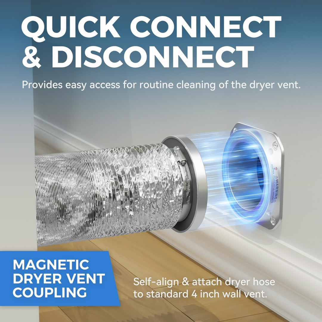 Magnetic Dryer Vent Coupling DV180 Airtight Seal Dryer Vent Connector Kit Easy to Clean Quick Connector Including a 2.6ft 4" Duct and two Clamps Large
