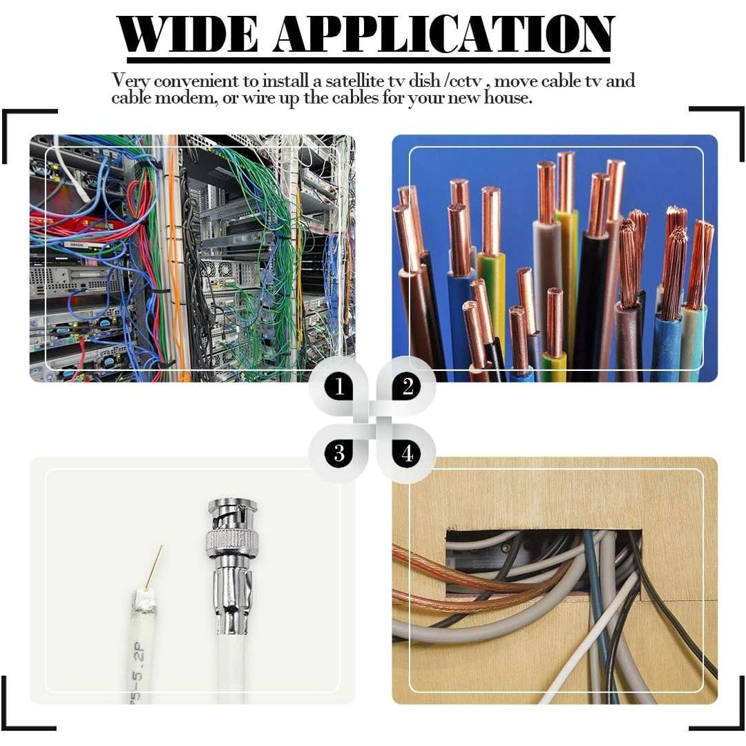 Coaxial Cable Tool Set, Coax RF Connector Crimping Tool + Coaxial Cable Stripper + BNC/UHF Crimp Male Connectors + Wire Cutter + Screw Driver for RG58, RG59, RG62, RG174 (Blue Coloured Casing)