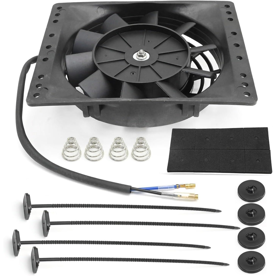 6'' Inch Small Slim Push Pull Electric Cooling Fan, Black Radiator Oil Cooler Mount Kit, Plastic Electric Fan with Mount Kit for Cooling the Entire Engine Bay