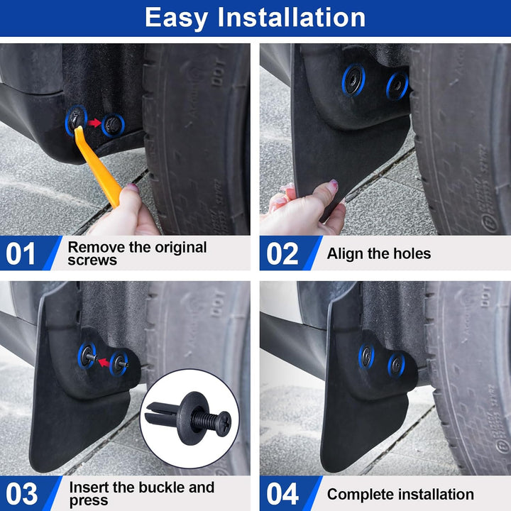 4 PCS Splash Guards for Tesla Model 3 Mud Flaps 2023-2019 No Drilling Car Fender Compatible with Model 3 2023 2022 2021 2020 2019 Upgraded Front and Rear Car Mud Flaps Black