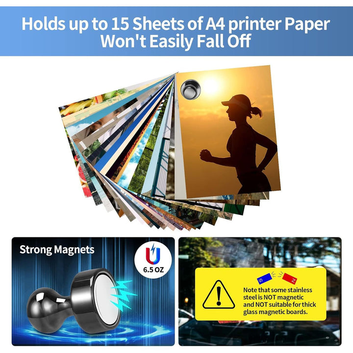 12 Pack Fridge Magnets, Metal Magnets, Strong Push Pin Magnets for Whiteboard, Refrigerator, Dry Erase Board, Map, Locker Accessories, Office Accessories, Kitchen Accessories, Black