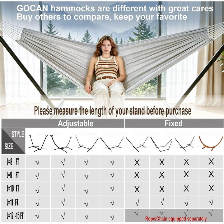 Double 2 Person XXL Hammock, 220 x 150cm, Grey