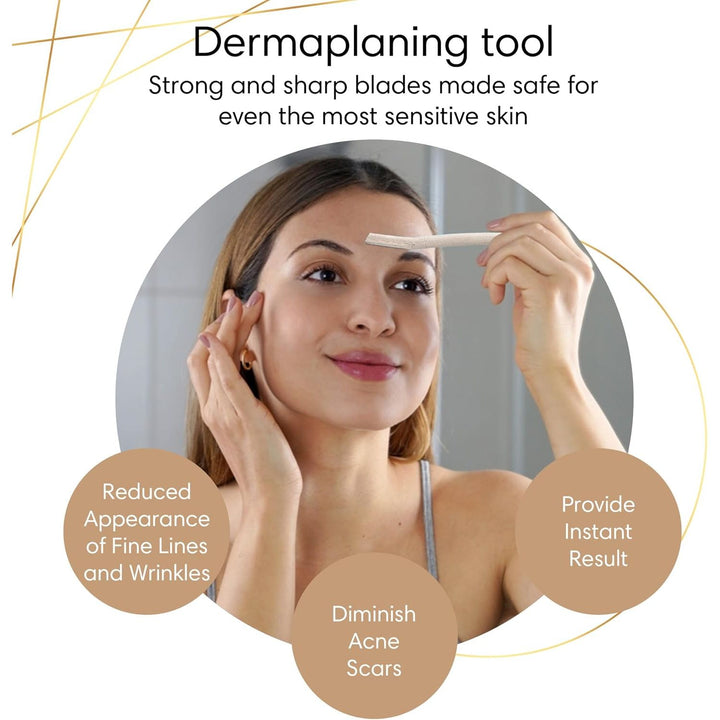 Dermaplane Face Razor Tool - Biodegradable- Swedish Stainless Steel-For exfoliation and Hair removal- Men and Woman -12 pc. Organic Luxury