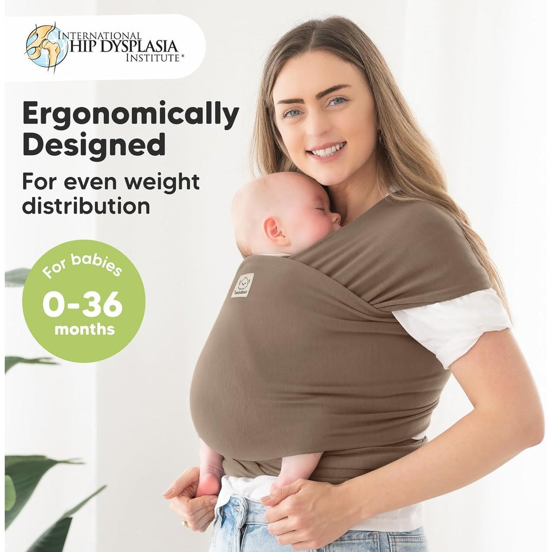 KeaBabies Baby Wrap Carrier - All in 1 Original Baby Carrier Newborn To Toddler Sling, Easy to Wear, Hands Free Bonding, Lightweight, Breathable Infant Wraps (Saddle Brown)