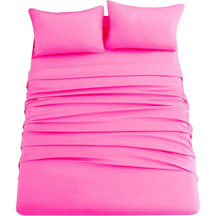Ghooss Bed Sheet Set Queen Size Super Soft Microfiber 1800 Deep Pocket Luxury Bedding Sheets Double Brushed Wrinkle, Stain, Fade Resistant(Hot Pink,Queen)