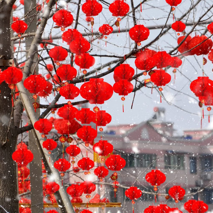 26Pack Chinese Japanese Paper Lanterns Red Cherry Blossom Hanging Paper Lantern Decoration, 30cm 20cm Hanging Lanterns for Asian Birthday Hibachi Wedding Baby Shower Party Lunar New Year Decor