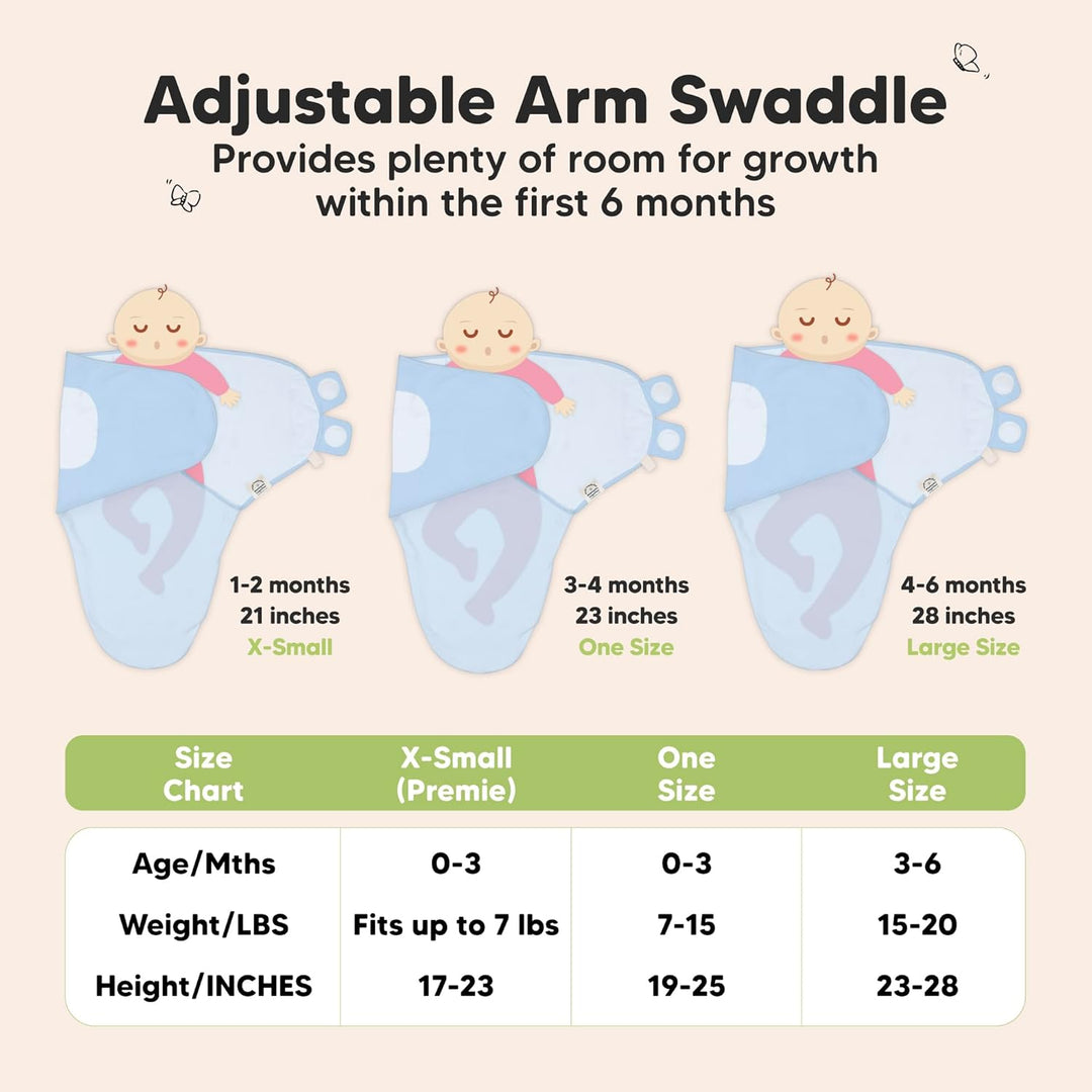 3-Pack Organic Baby Swaddle Sleep Sacks - Swaddles for Newborns, Infant 0-3 Months, Baby Girls, Boys, Soft & Snug Newborn Sleep Sack, Nursery Swaddling Blankets, Easy to Use (Ripple)