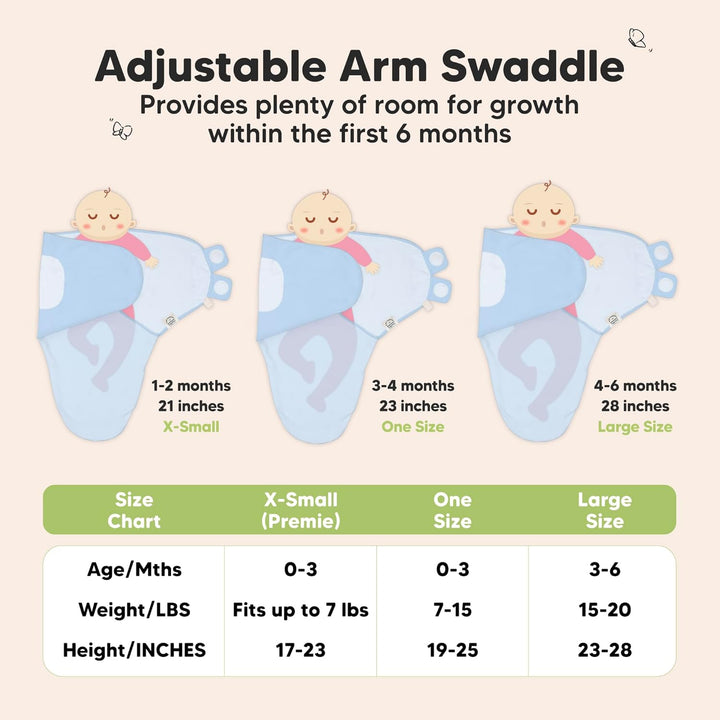 3-Pack Organic Baby Swaddle Sleep Sacks - Swaddles for Newborns, Infant 0-3 Months, Baby Girls, Boys, Soft & Snug Newborn Sleep Sack, Nursery Swaddling Blankets, Easy to Use (Ripple)