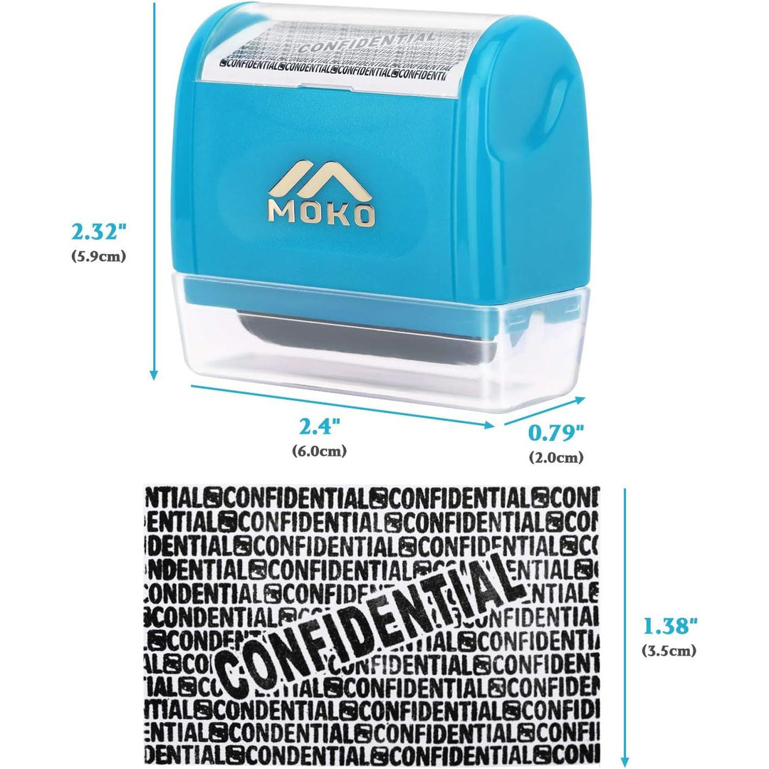 Identity Theft Protection Stamp Roller, Refillable Self Inking Wide Roller Security Stamp, Private & Confidential Stamp Roller for Personal Information Blackout, Large Size, Blue