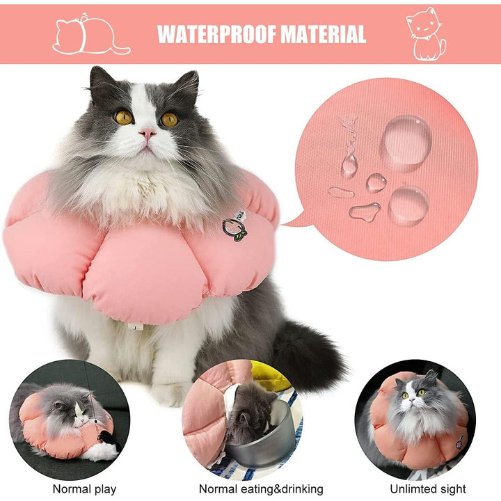 Soft Cat Recovery Collar, Comfy Head Wound Healing Protective Collar for Cat Recovery After Surgery, Adjustable Cute Neck Cone for Cats, Kitten and Puppies(Pink FlowersXL)