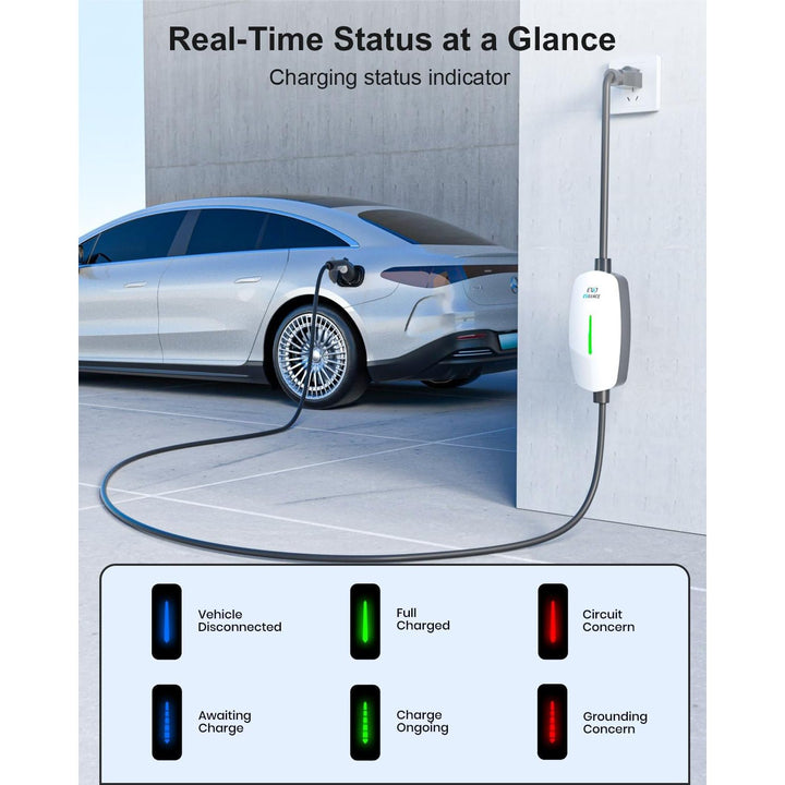 Level 1 EV Charger - J1772 Electric Car Charger with 25FT Cable, 16A 240V/12A 110V Portable EV Charger for Home, NEMA 6-20 & NEMA 5-15 Plug-in Hybrid Car Charger, IP66 Waterproof