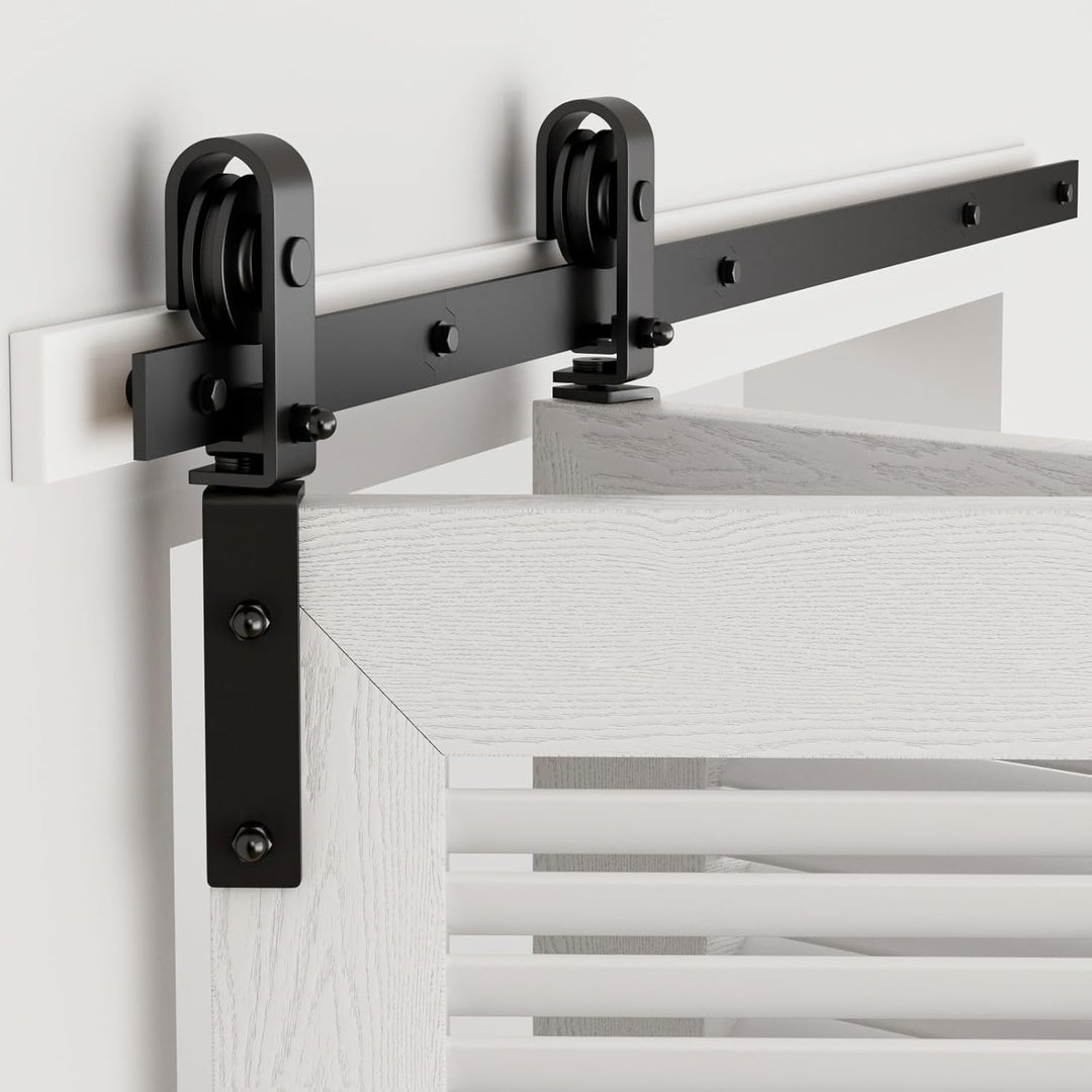120CM/4FT Bi-Folding Sliding Barn Door Hardware Kit, Heavy Duty Sturdy Barn Door Track Set, Smoothly and Quietly, Fits 2 Doors (No Door)