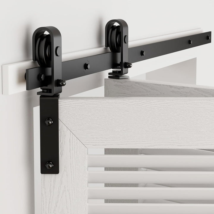 120CM/4FT Bi-Folding Sliding Barn Door Hardware Kit, Heavy Duty Sturdy Barn Door Track Set, Smoothly and Quietly, Fits 2 Doors (No Door)