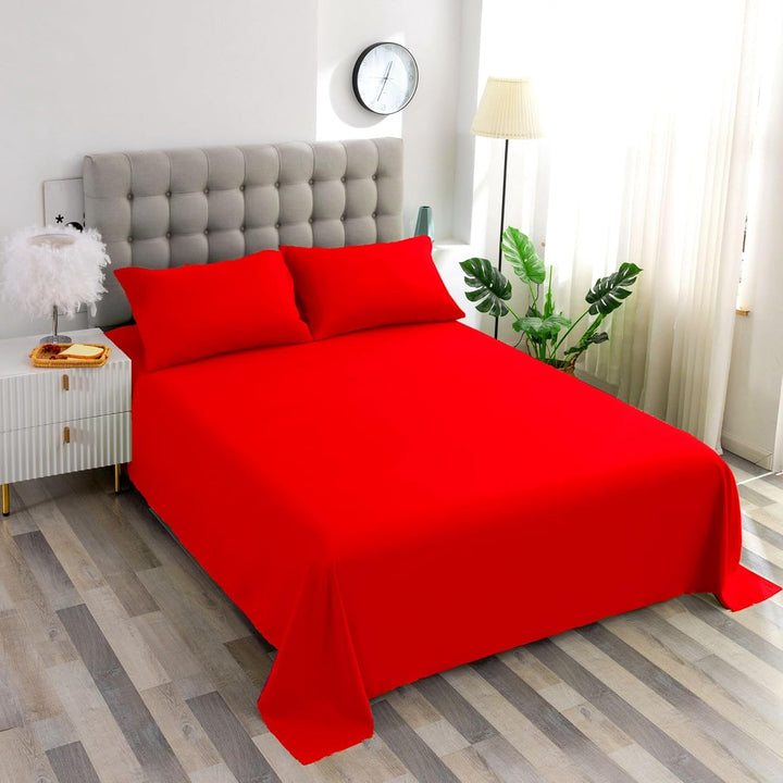 Ghooss Red Full Sheets Extra Soft Bed Sheets Brushed Microfiber 1800 Sheets - Deep Pocket, Wrinkle & Fade Free - 4 Piece-Red,Full