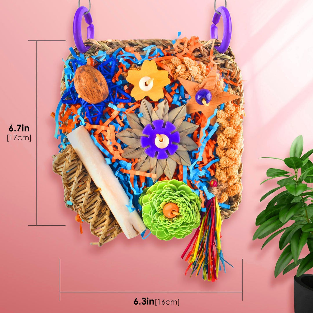 Bird Toys, Parrot Chewing Shredding Foraging Toys Parakeet Hanging Toys for Budgies Lovebird Cockatiel Small-Medium Bird