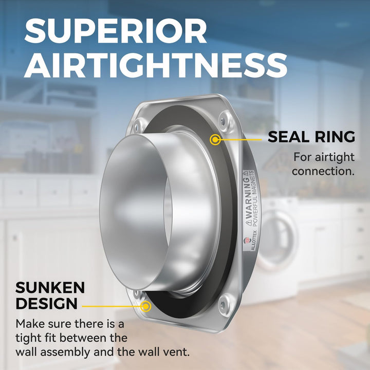 Magnetic Dryer Vent Coupling DV180 Airtight Seal Dryer Vent Connector Kit Easy to Clean Quick Connector Including a 2.6ft 4" Duct and two Clamps Large