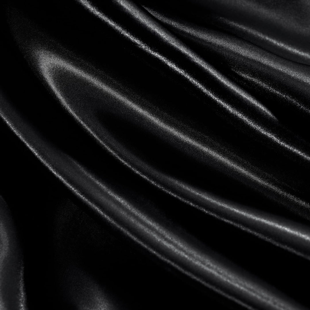 Satin Sheets Twin Size - 3 Pieces Luxury Silky Soft Bed Sheets, Wrinkle-Free Light Pink Satin Silk Sheet Set with 1 Deep Pocket Fitted Sheet, 1 Flat Sheet, 1 Pillow Case Black