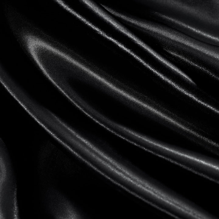 Satin Sheets Twin Size - 3 Pieces Luxury Silky Soft Bed Sheets, Wrinkle-Free Light Pink Satin Silk Sheet Set with 1 Deep Pocket Fitted Sheet, 1 Flat Sheet, 1 Pillow Case Black