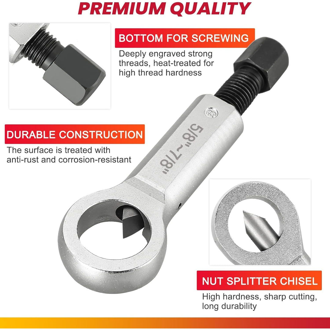 4PCS Metal Nut Splitter Set Heavy Duty Nut Splitter Kit Splitter Breaker Manual Pressure Nut Cracker Remover Extractor Tool Corroded Stuck Screw Nut Removal Splitting Tools