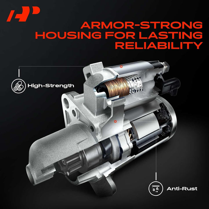 Starter Motor Compatible with Honda CR-V 2002 2003 2004 2005 2006 2.4L L4 Engine, 1.6KW 12V 9 Teeth Clockwise, Replace# 17844N, 31200-PPA-505, 31200-PPA-A01