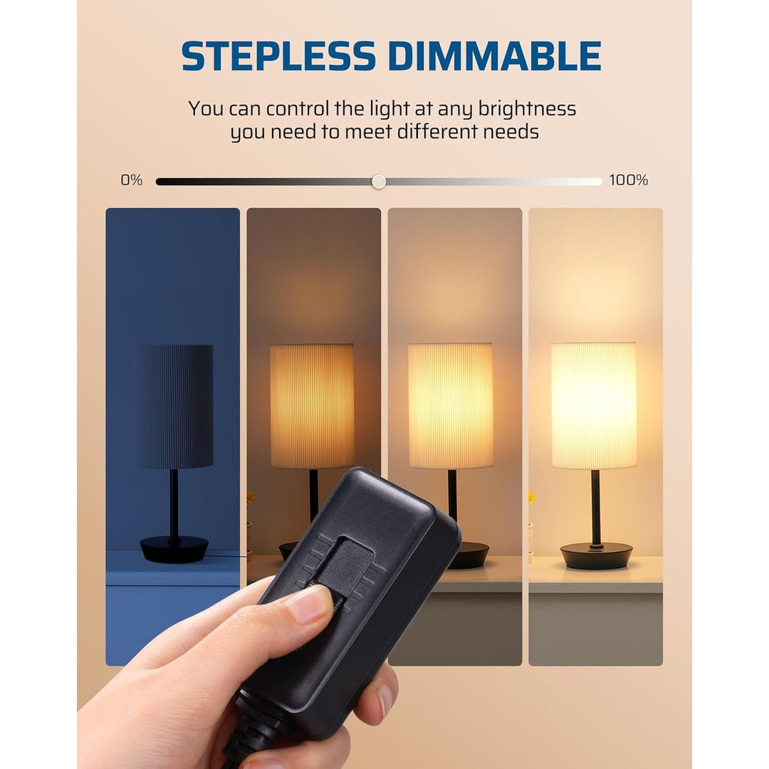 Plug in Dimmer Switch for Lamp, Table Lamp Dimmer for Dimmable LED/CFL Lights and Incandescent Bulbs, Full Range Slide Control, Extension Cord Dimmer, Black