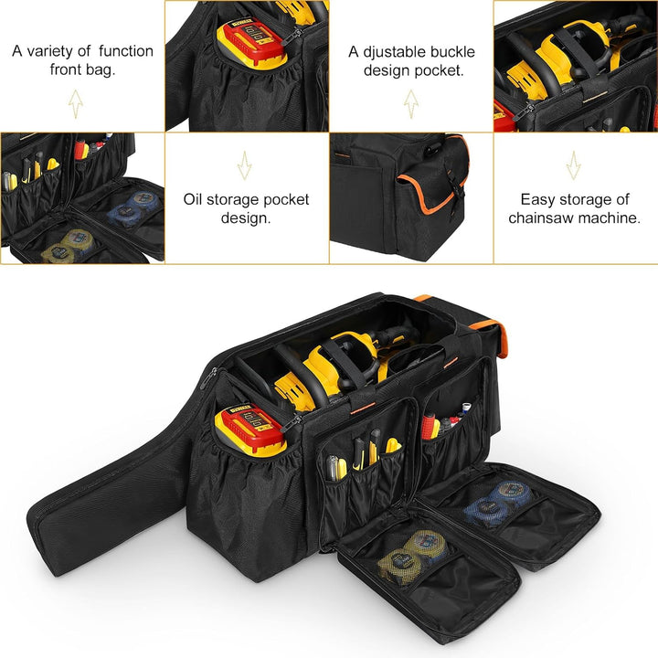 14"/16"/18" Chainsaw Case, Chainsaw Storage Bag Compatible with EGO+, Dewalt, Greenworks Cordless Power Chainsaws & Accessories, Black