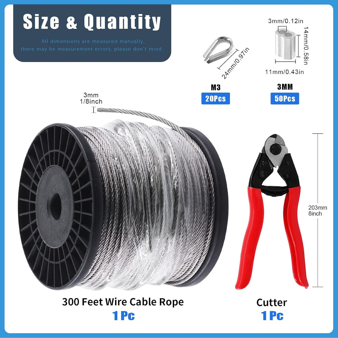 72-Piece 1/8-Inch Stainless Wire-Rope Kit with 300 ft Cable - Just Closeouts Canada Inc.