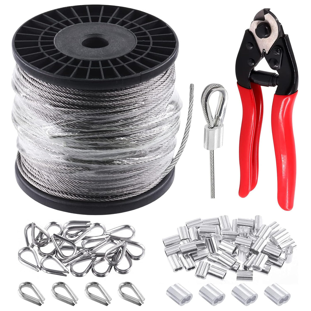 72-Piece 1/8-Inch Stainless Wire-Rope Kit with 300 ft Cable - Just Closeouts Canada Inc.