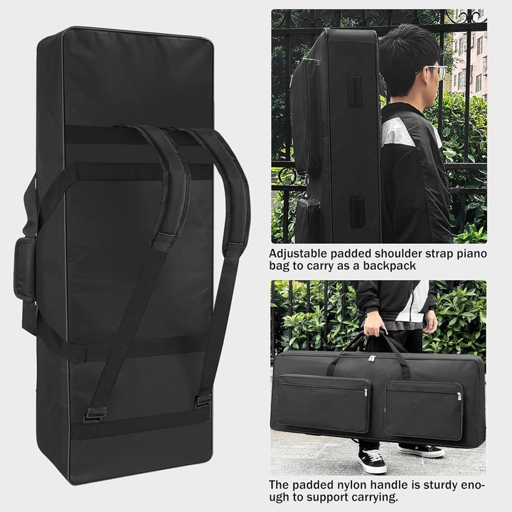 73/76 - Key Keyboard Case - Portable Electric Piano Gig Bag with Handles, 4 Pockets, Durable 600D Oxford Cloth with 10MM Sponge Padded Protection, (118 x 13 x 45 CM) - Just Closeouts Canada Inc.X004G6UB31