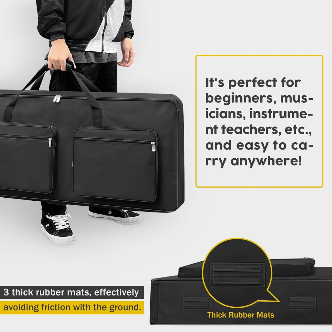 73/76 - Key Keyboard Case - Portable Electric Piano Gig Bag with Handles, 4 Pockets, Durable 600D Oxford Cloth with 10MM Sponge Padded Protection, (118 x 13 x 45 CM) - Just Closeouts Canada Inc.X004G6UB31