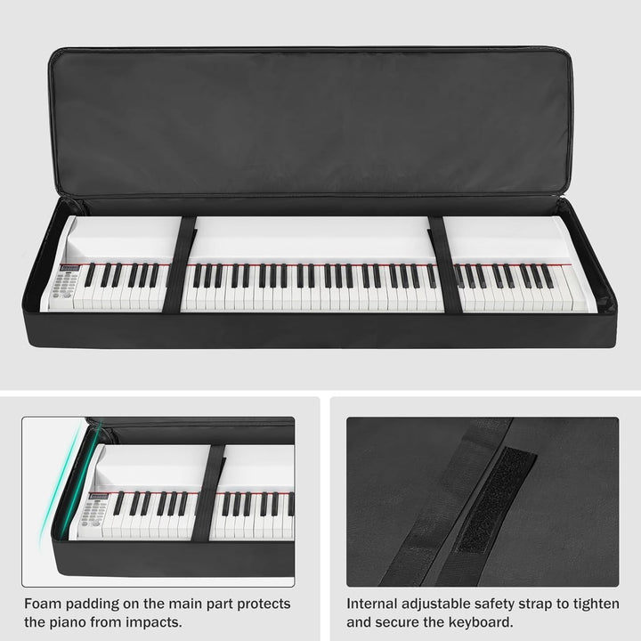 73/76 - Key Keyboard Case - Portable Electric Piano Gig Bag with Handles, 4 Pockets, Durable 600D Oxford Cloth with 10MM Sponge Padded Protection, (118 x 13 x 45 CM) - Just Closeouts Canada Inc.X004G6UB31