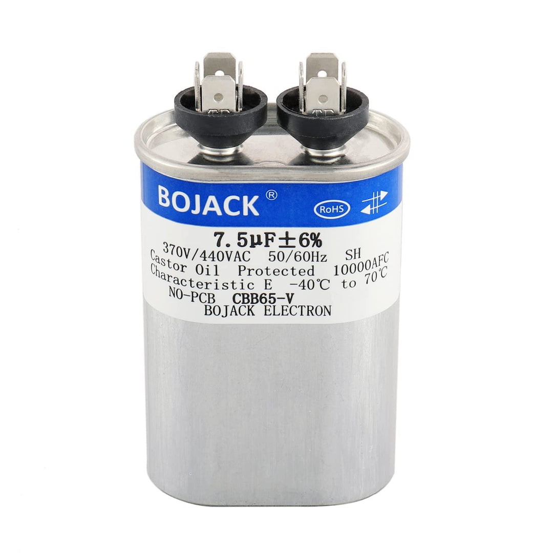 7.5 uF ±6% 7.5 MFD 370V/440V CBB65 Oval Run Start Capacitor for AC Motor Run or Fan Start and Cool or Heat Pump Air Conditioner - Just Closeouts Canada Inc.