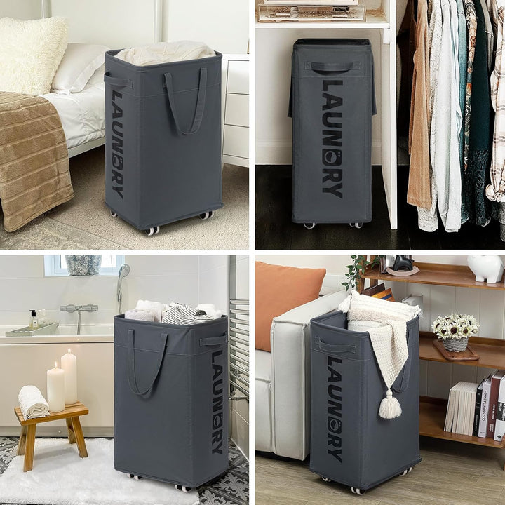 75L Large Laundry Hamper, Dorm Room Essentials, Laundry Basket with Wheels, Clothes Hamper with Removable Wash Bag for Bathroom, Grey - Just Closeouts Canada Inc.