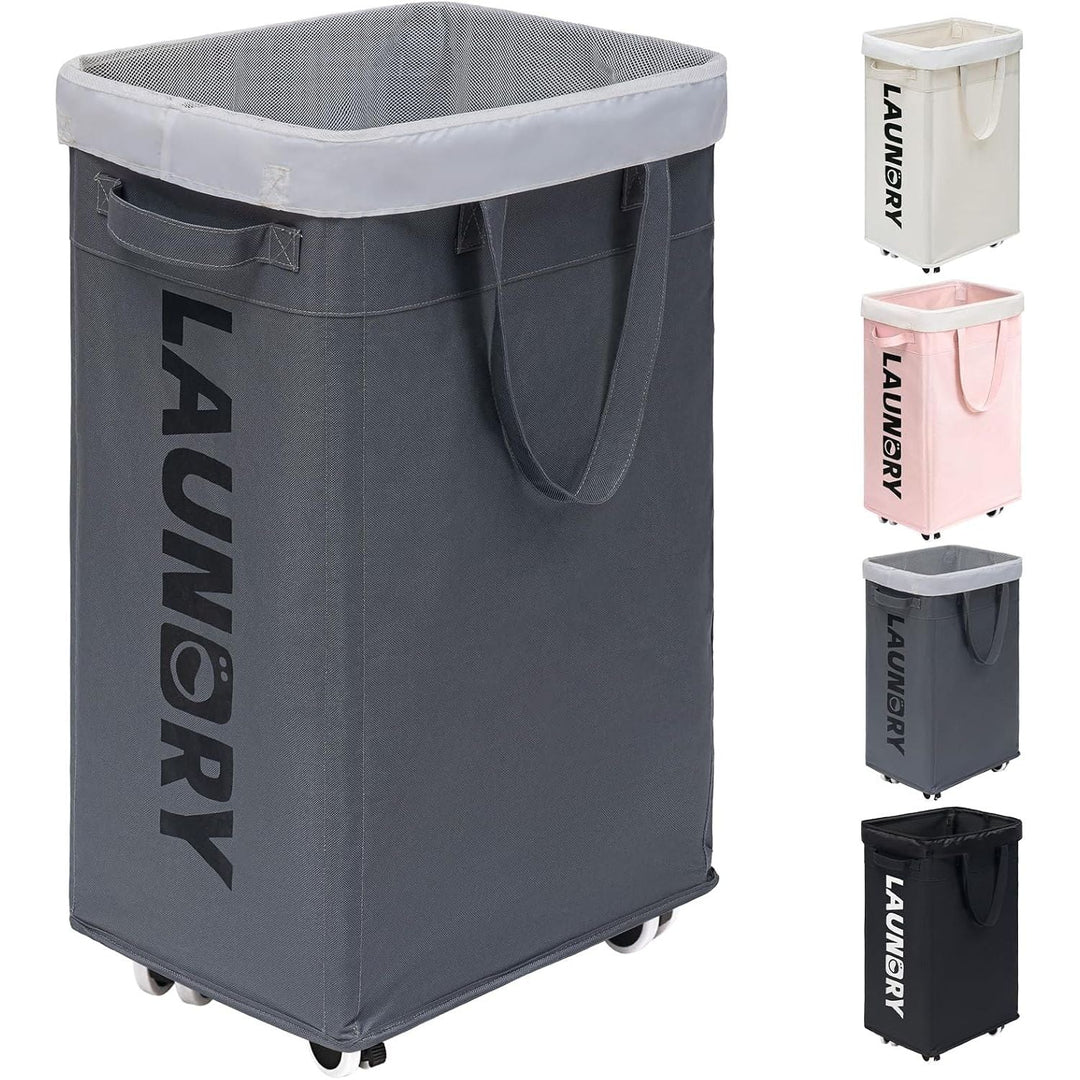 75L Large Laundry Hamper, Dorm Room Essentials, Laundry Basket with Wheels, Clothes Hamper with Removable Wash Bag for Bathroom, Grey - Just Closeouts Canada Inc.