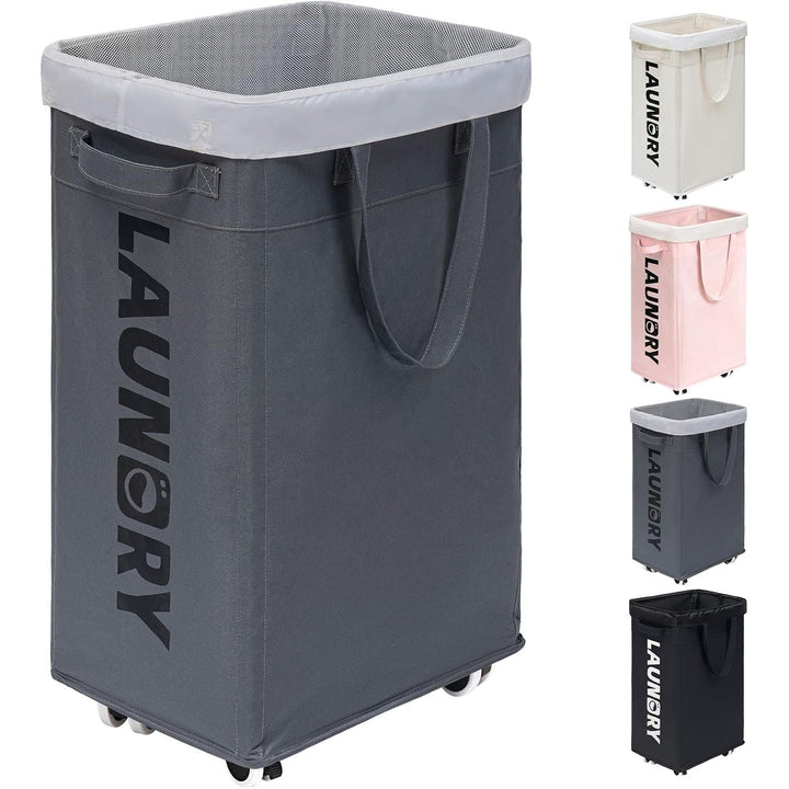 75L Large Laundry Hamper, Dorm Room Essentials, Laundry Basket with Wheels, Clothes Hamper with Removable Wash Bag for Bathroom, Grey - Just Closeouts Canada Inc.