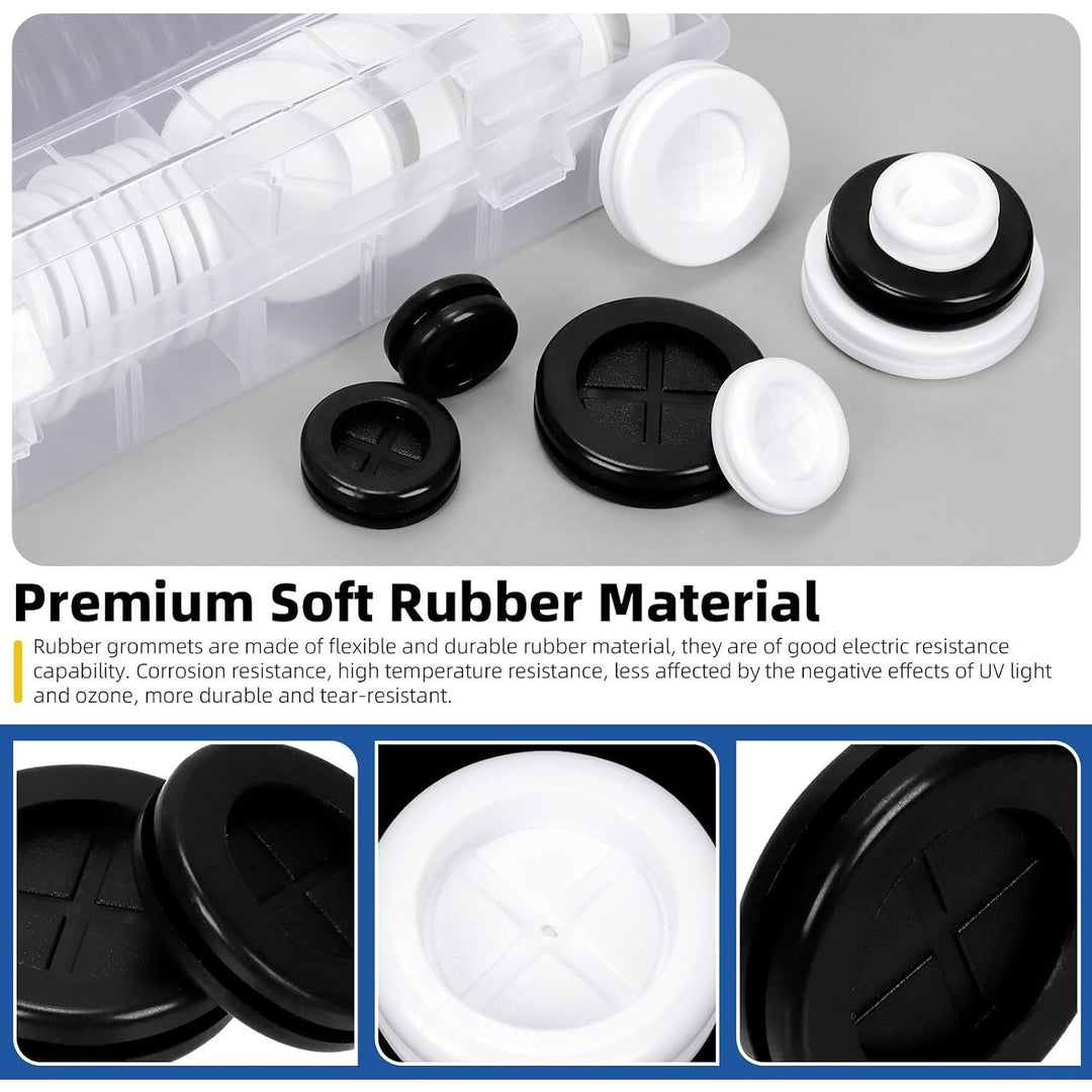 76pcs 5/8"(16mm) 13/16"(20mm) 1"(25mm) 1-3/16"(30mm) Black and White Rubber Grommet Set, Double Sided Round Rubber Hole Plugs Closed Firewall Hole Plug Rubber Gasket for Wire Protection - Just Closeouts Canada Inc.X004DRRM49