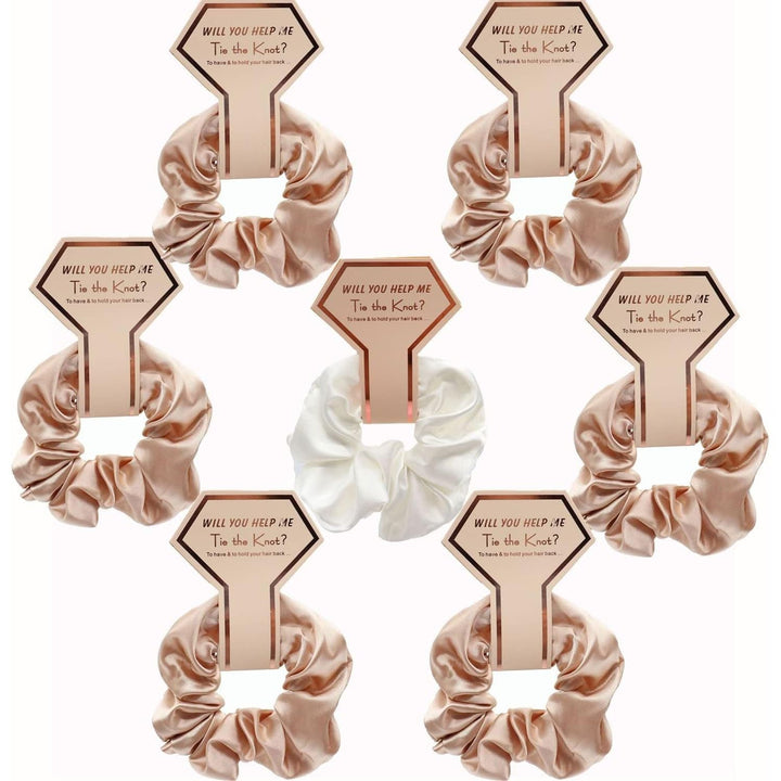 7Pcs Bridesmaid Scrunchies, Satin Bridesmaid Proposal Gifts Hair Band Set, Bachelorette Party Elastics Hair Ties, Hair Ponytail Holders for Bridal Shower Gifts, Wedding Favors - Just Closeouts Canada Inc.