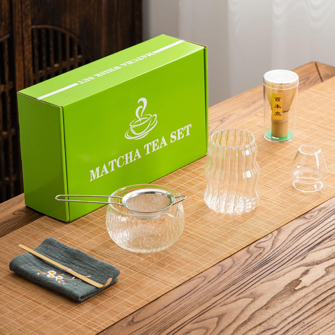 7Pcs Japanese Matcha Tea Set, Matcha Kit with Matcha Bowl (with Pouring Spout), Matcha Whisk, Whisk Holder, Strainer - Elegant Matcha Set for Gifting and Personal Use, Gift Box Packaging - Just Closeouts Canada Inc.X004FEFQ11