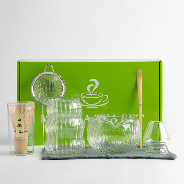7Pcs Japanese Matcha Tea Set, Matcha Kit with Matcha Bowl (with Pouring Spout), Matcha Whisk, Whisk Holder, Strainer - Elegant Matcha Set for Gifting and Personal Use, Gift Box Packaging - Just Closeouts Canada Inc.X004FEFQ11