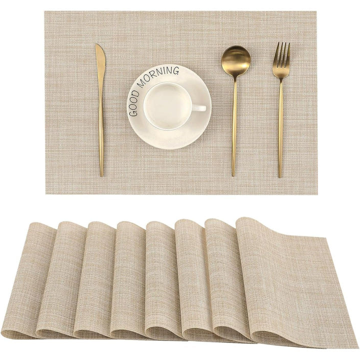 8 Beige Woven PVC Dining Placemats, 44.7 × 30 cm - Just Closeouts Canada Inc.